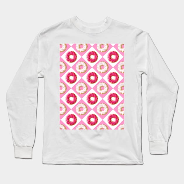 Pink and White Donut Heaven | Pop Art Long Sleeve T-Shirt by williamcuccio